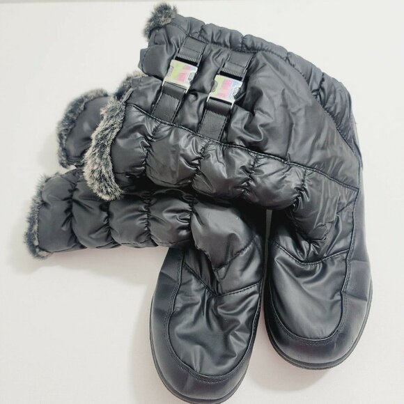 Totes Ankle Rain Boots Side Buckle & Zip Round Toe Fax Fur Solid Black 10M - Picture 7 of 7